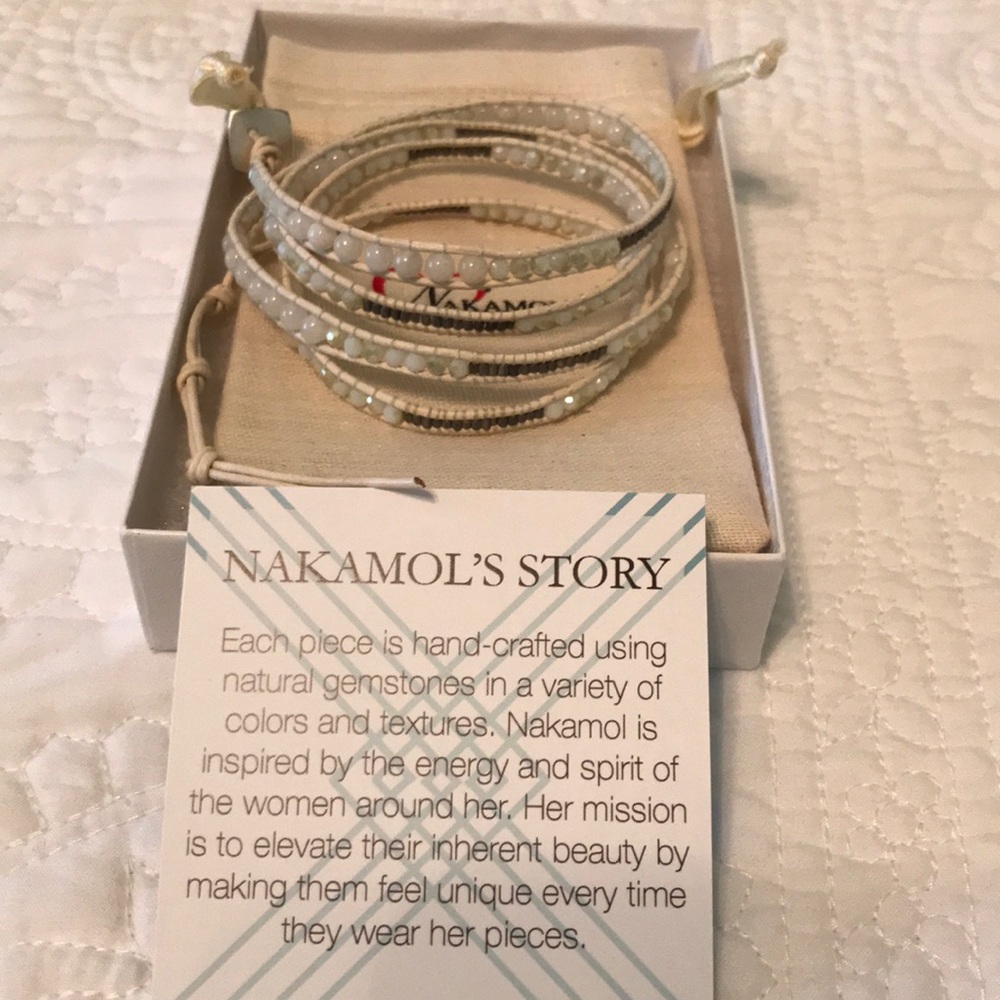 White beaded wrap wrist bracelet by Nakamol
